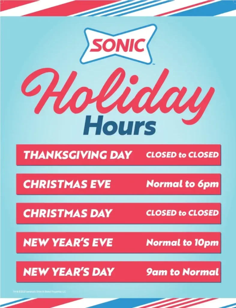 Sonic Holiday Hours 2025 – Updated Open & Close Hours 1 sonic holiday hours