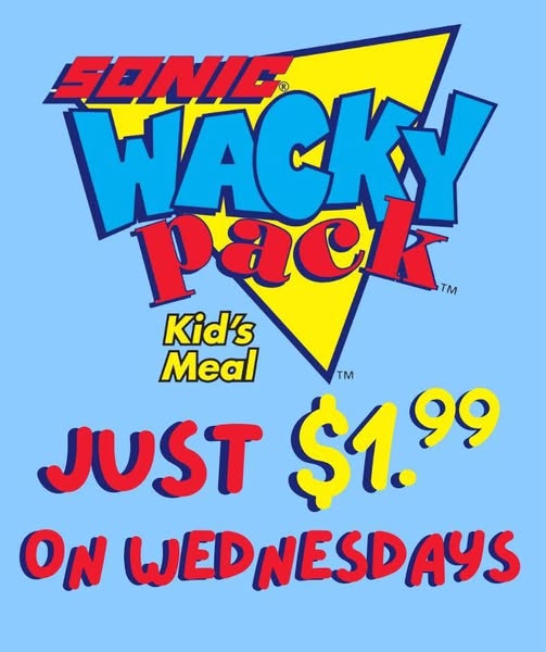 Sonic Kids Menu | Toys & Delicious Healthy Meals for Kids 2025 10 WACKY PACKS $1.99